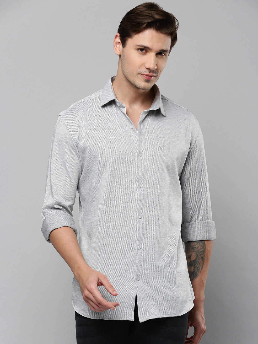 Men's Grey Solid Casual Shirt