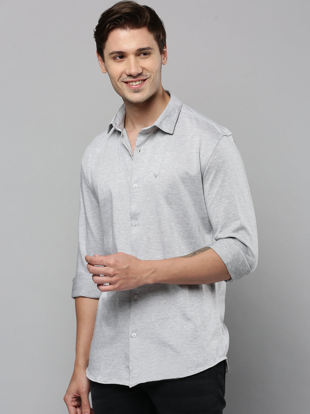 Men's Grey Solid Casual Shirt