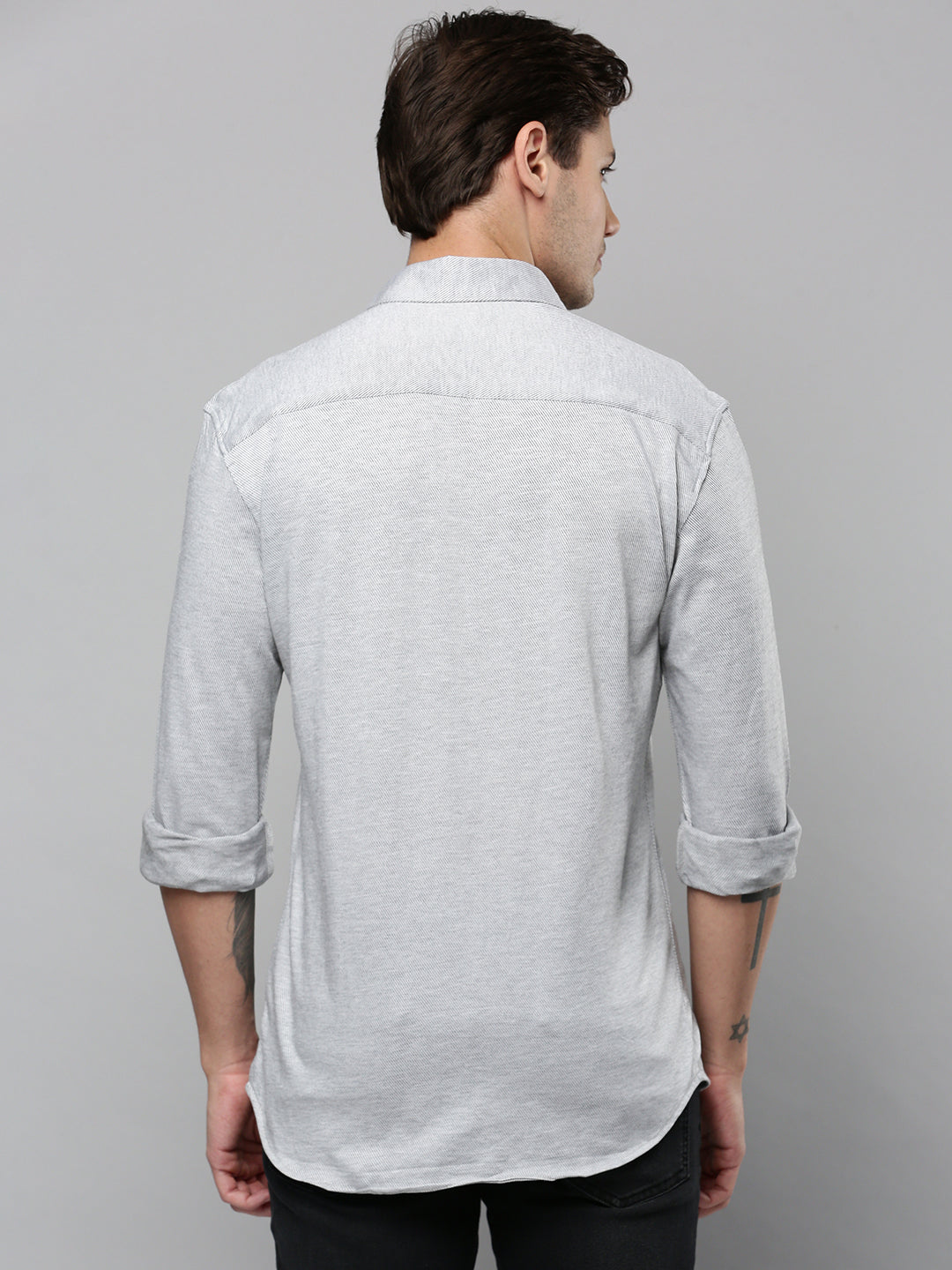 Men's Grey Solid Casual Shirt