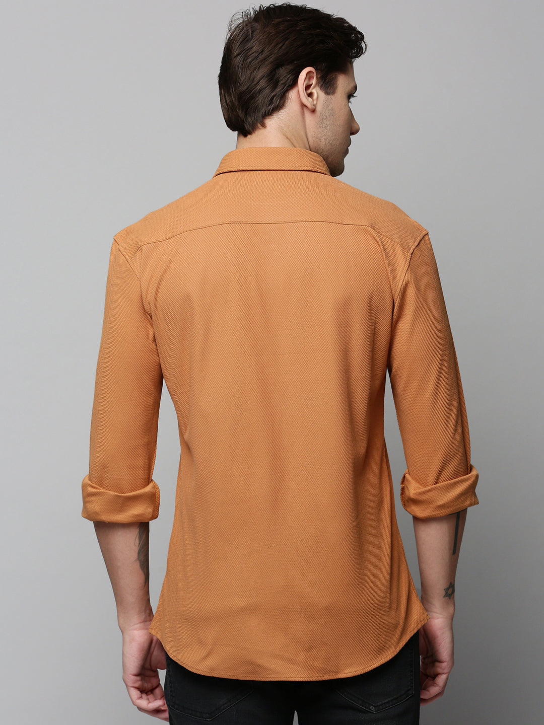 Men Brown Solid Casual Shirt