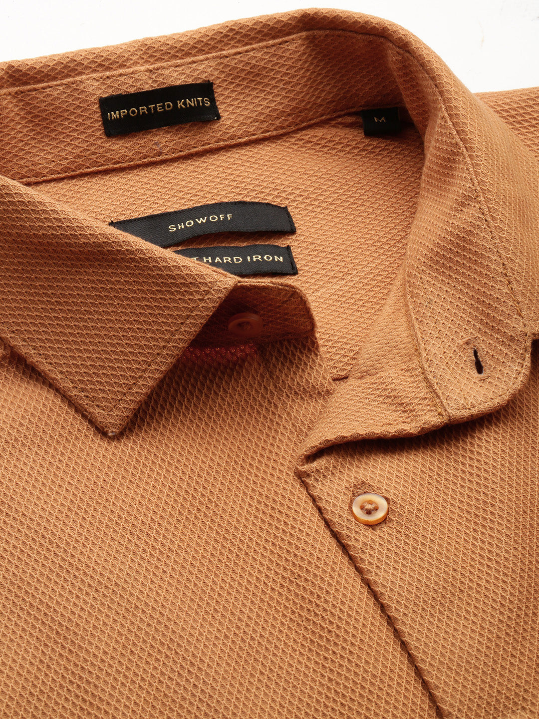 Men Brown Solid Casual Shirt