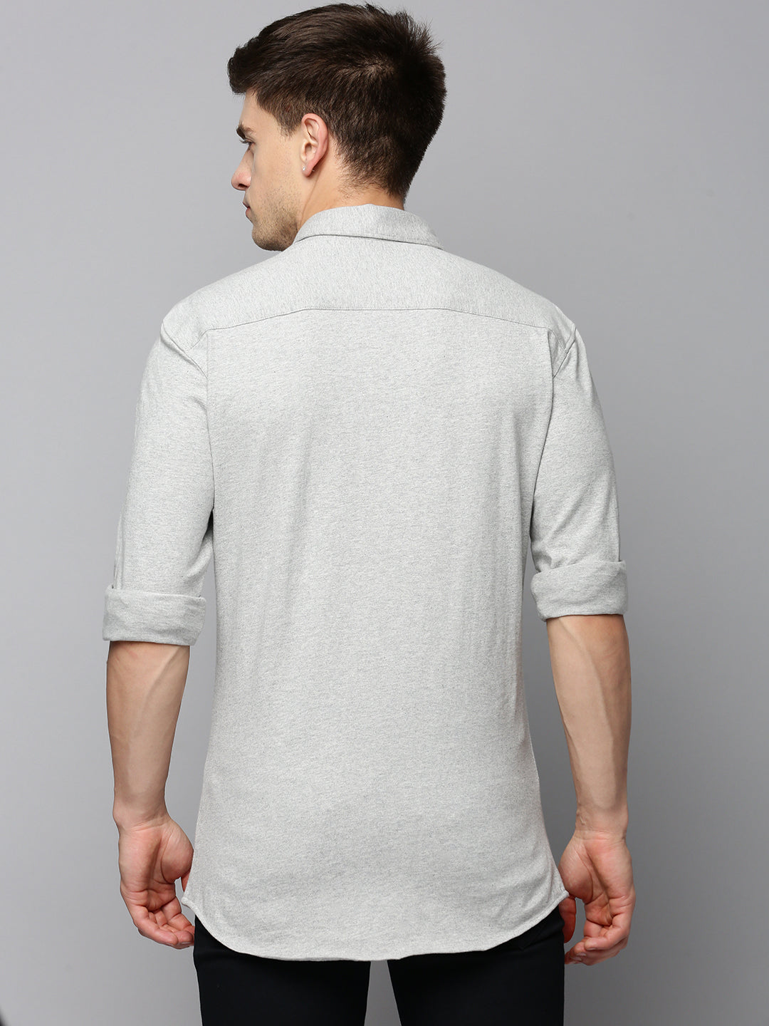 Men Grey Solid Casual Shirt