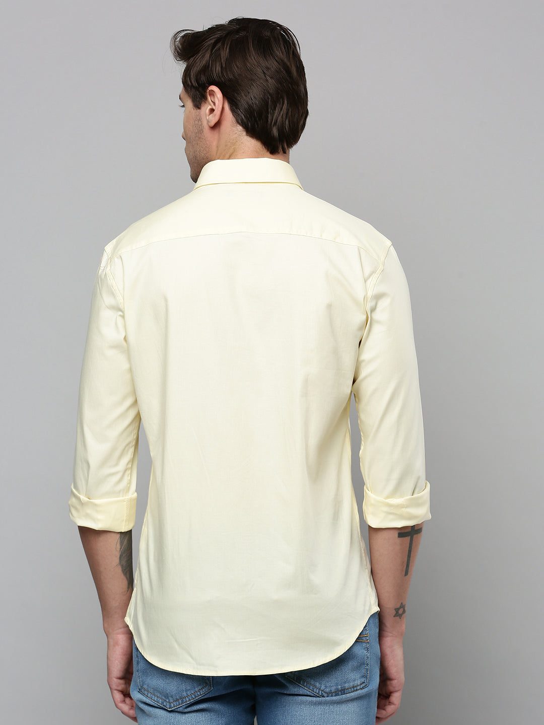 Men Yellow Solid Casual Shirt