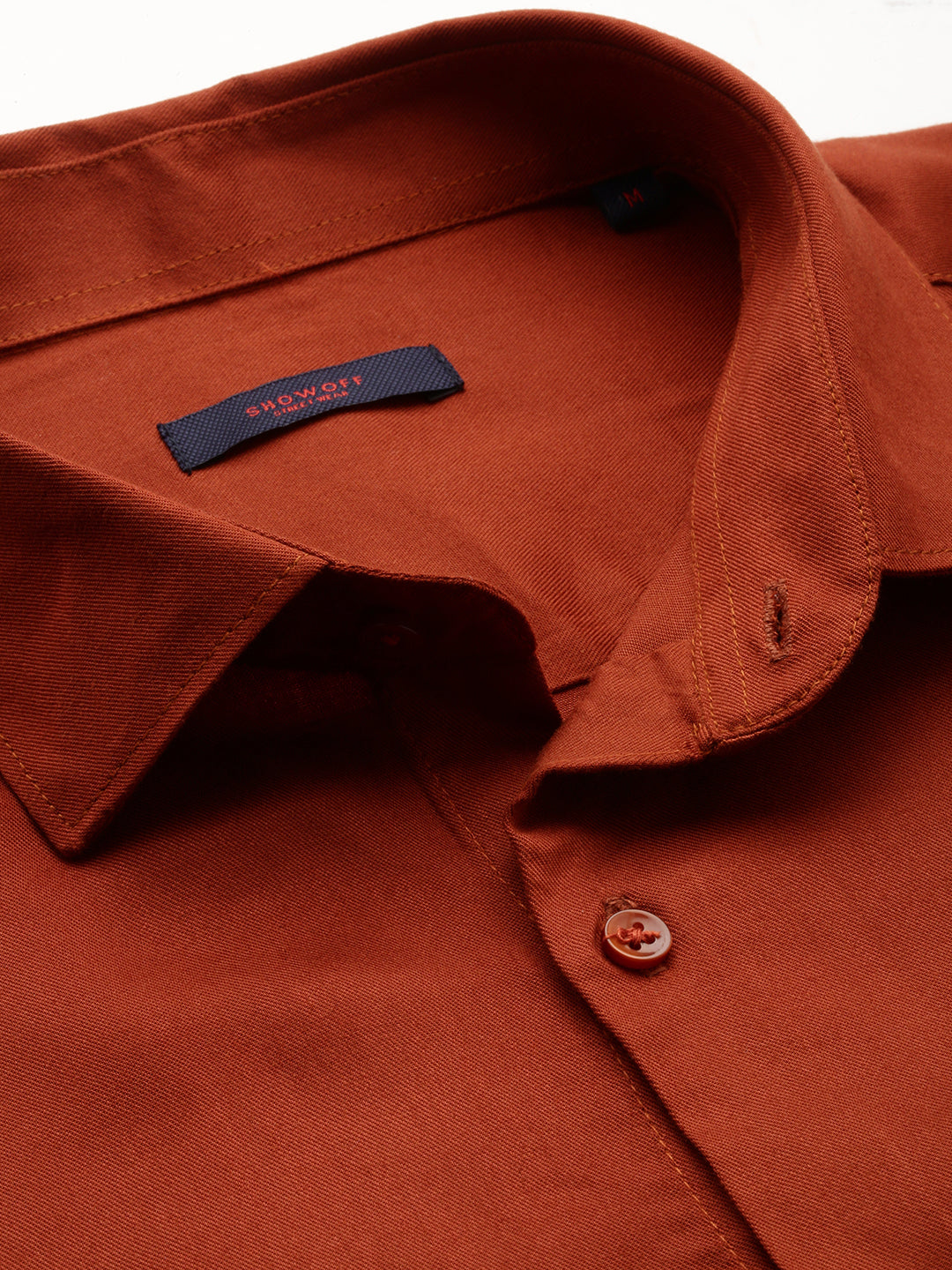 Men Rust Solid Casual Shirt