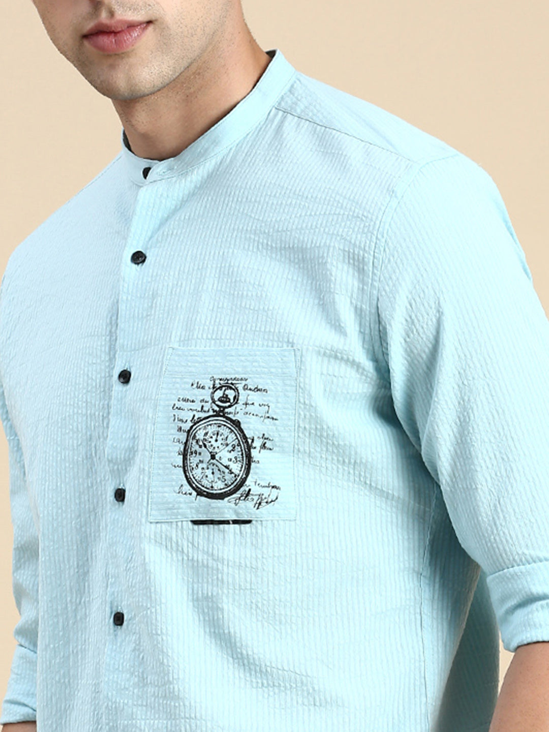 Men Blue Solid Casual Shirt