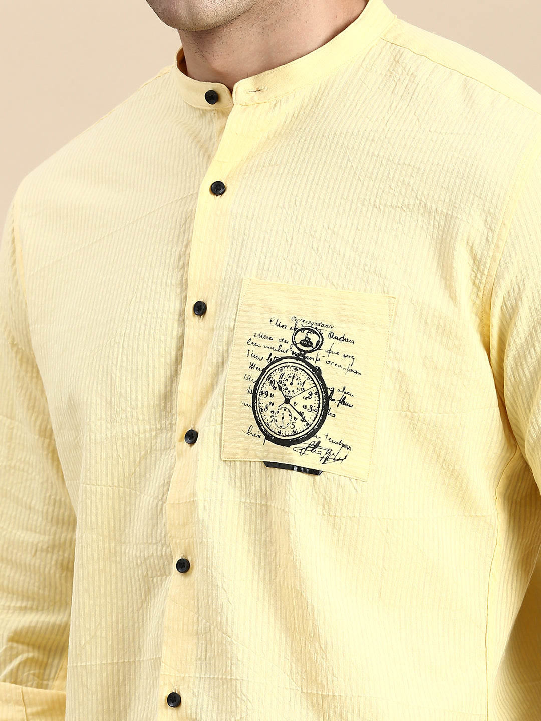 Men Yellow Solid Casual Shirt