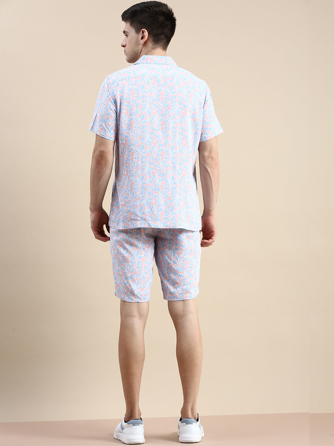 Men Peach Printed Casual Co ord Set