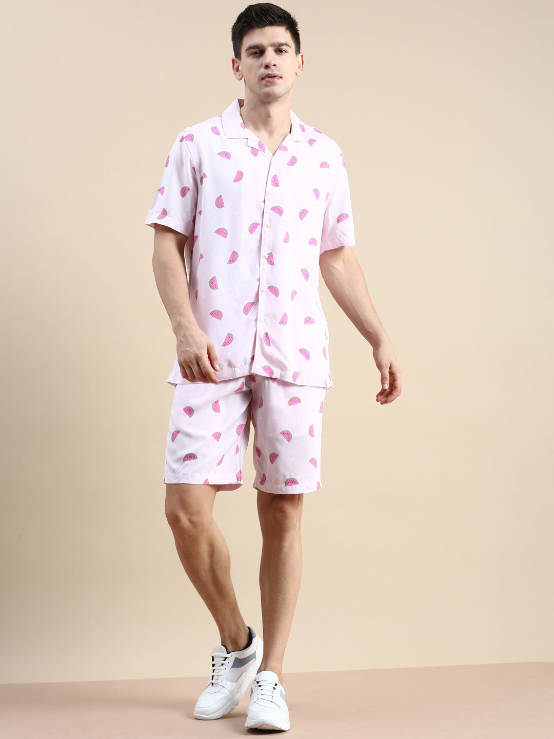 Men Pink Printed Casual Co ord Set