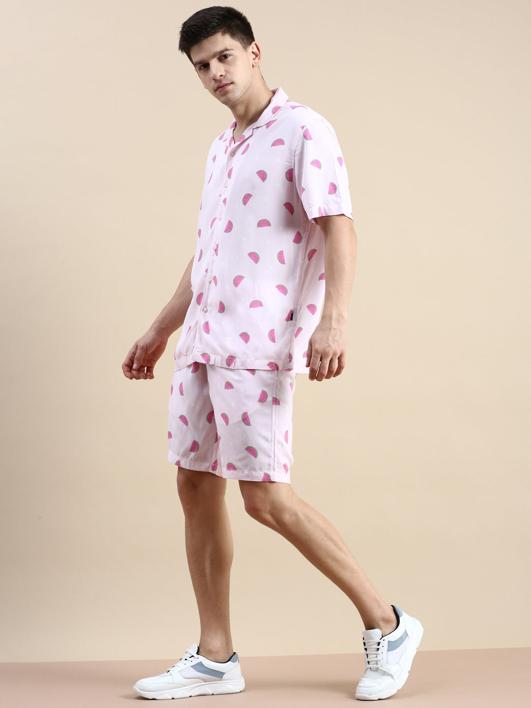 Men Pink Printed Casual Co ord Set