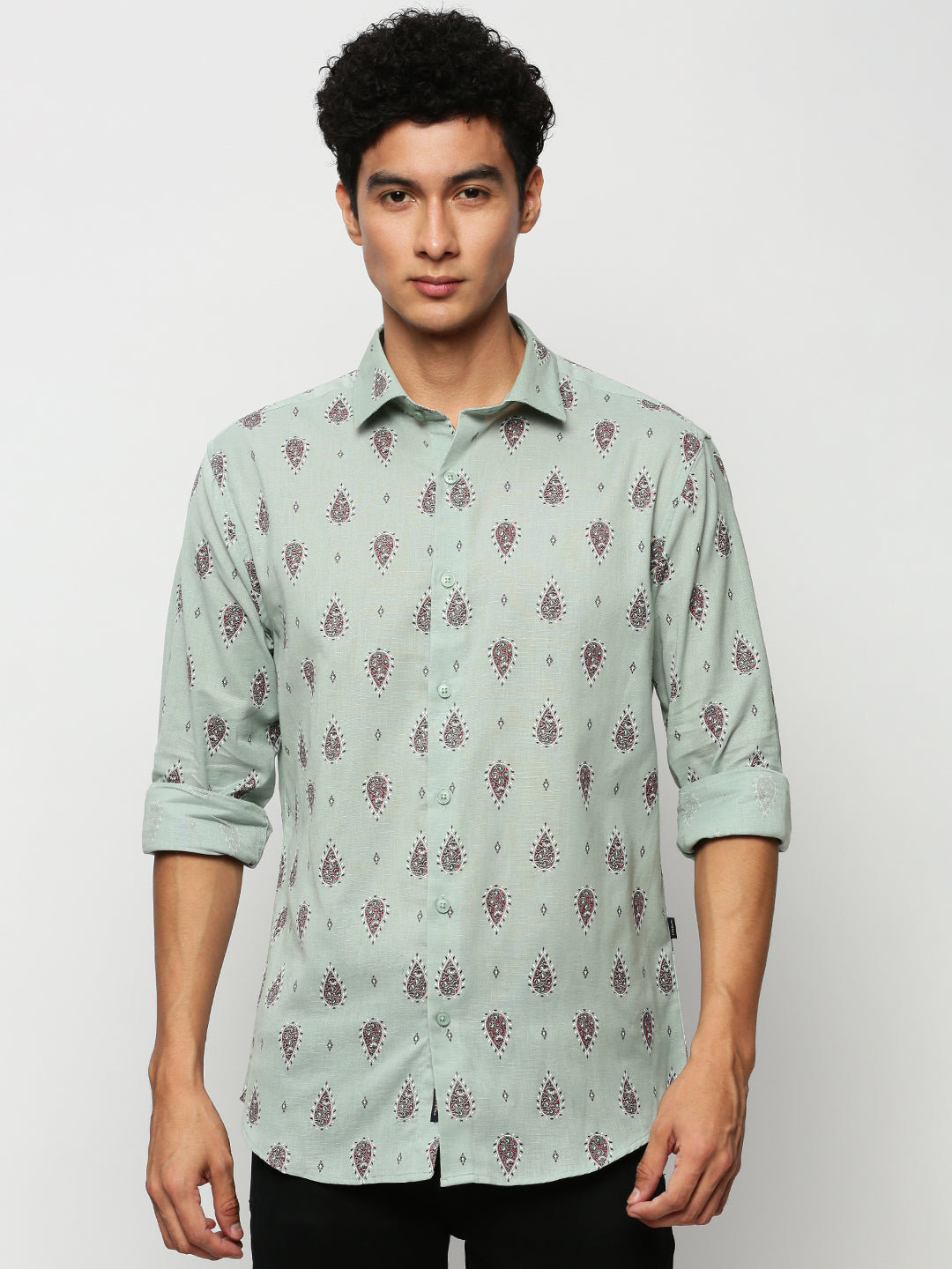 Men Green Printed Casual Casual Shirts