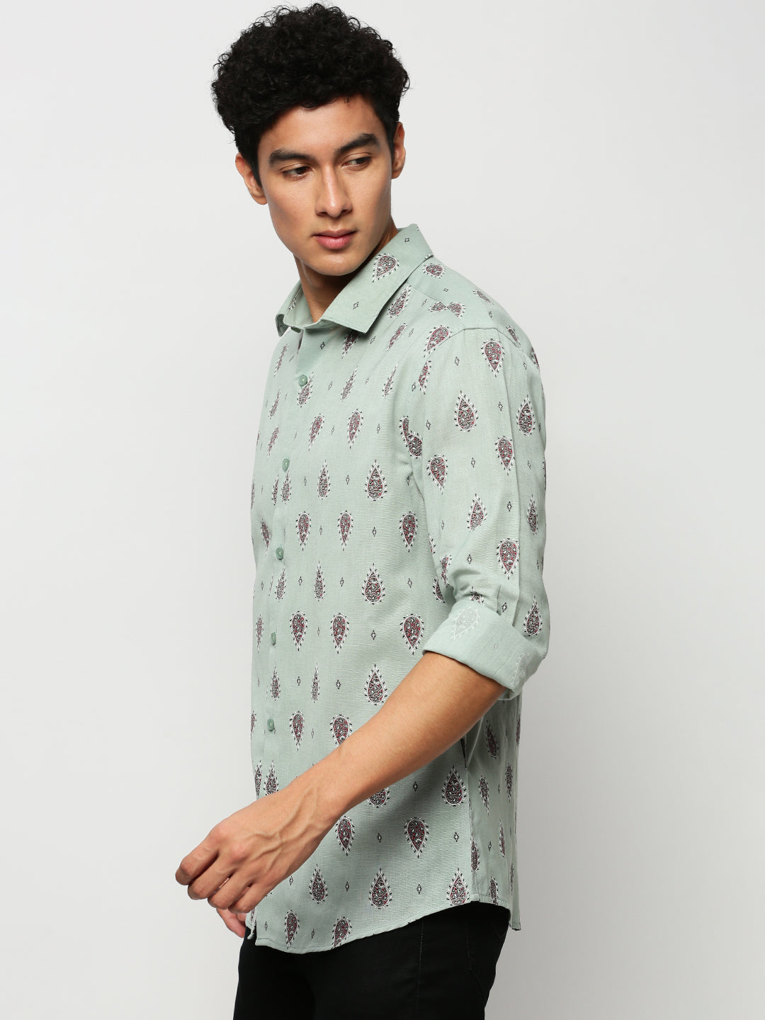 Men Green Printed Casual Casual Shirts