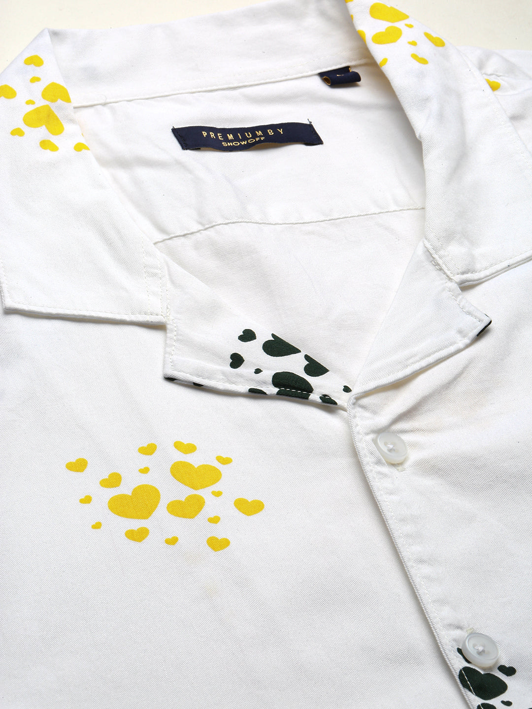 Men White Cuban Collar Graphic Shirt