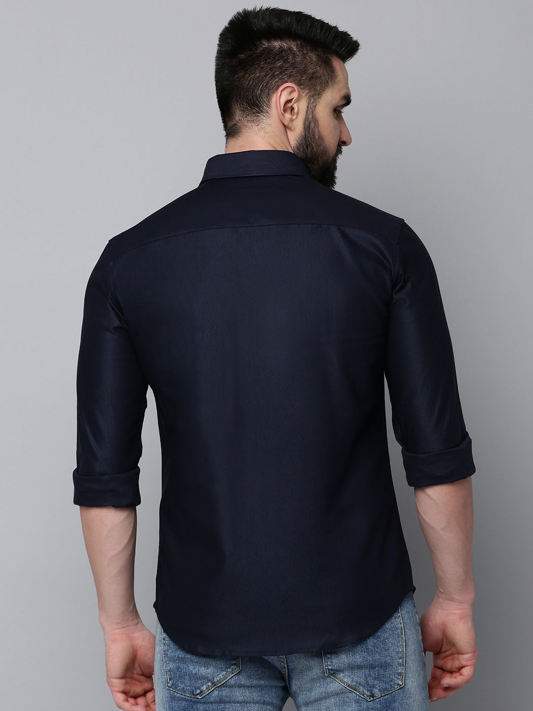 Men's Navy Solid Casual Shirt