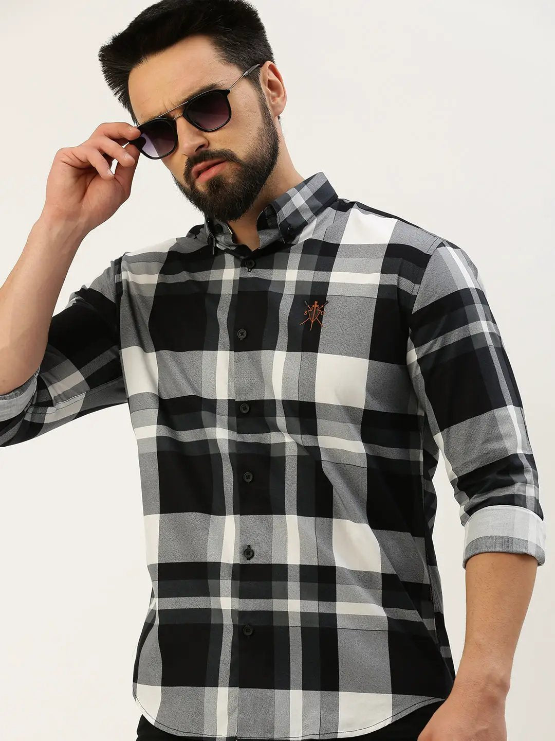 Men's Black Checked Casual Shirt