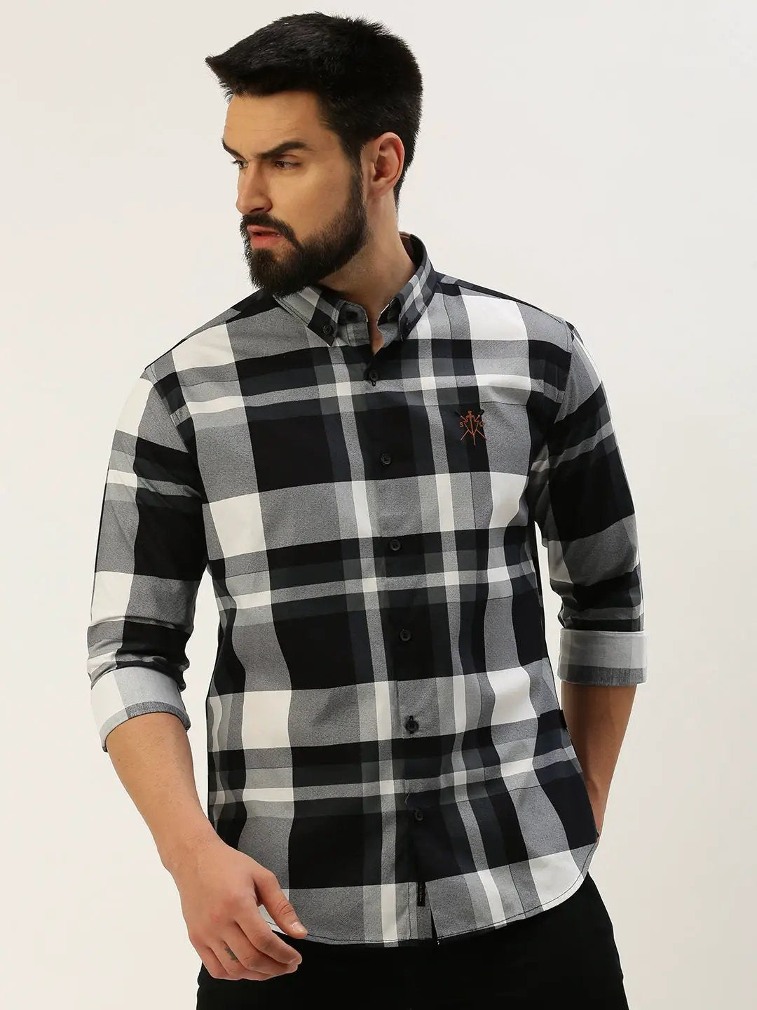 Men's Black Checked Casual Shirt