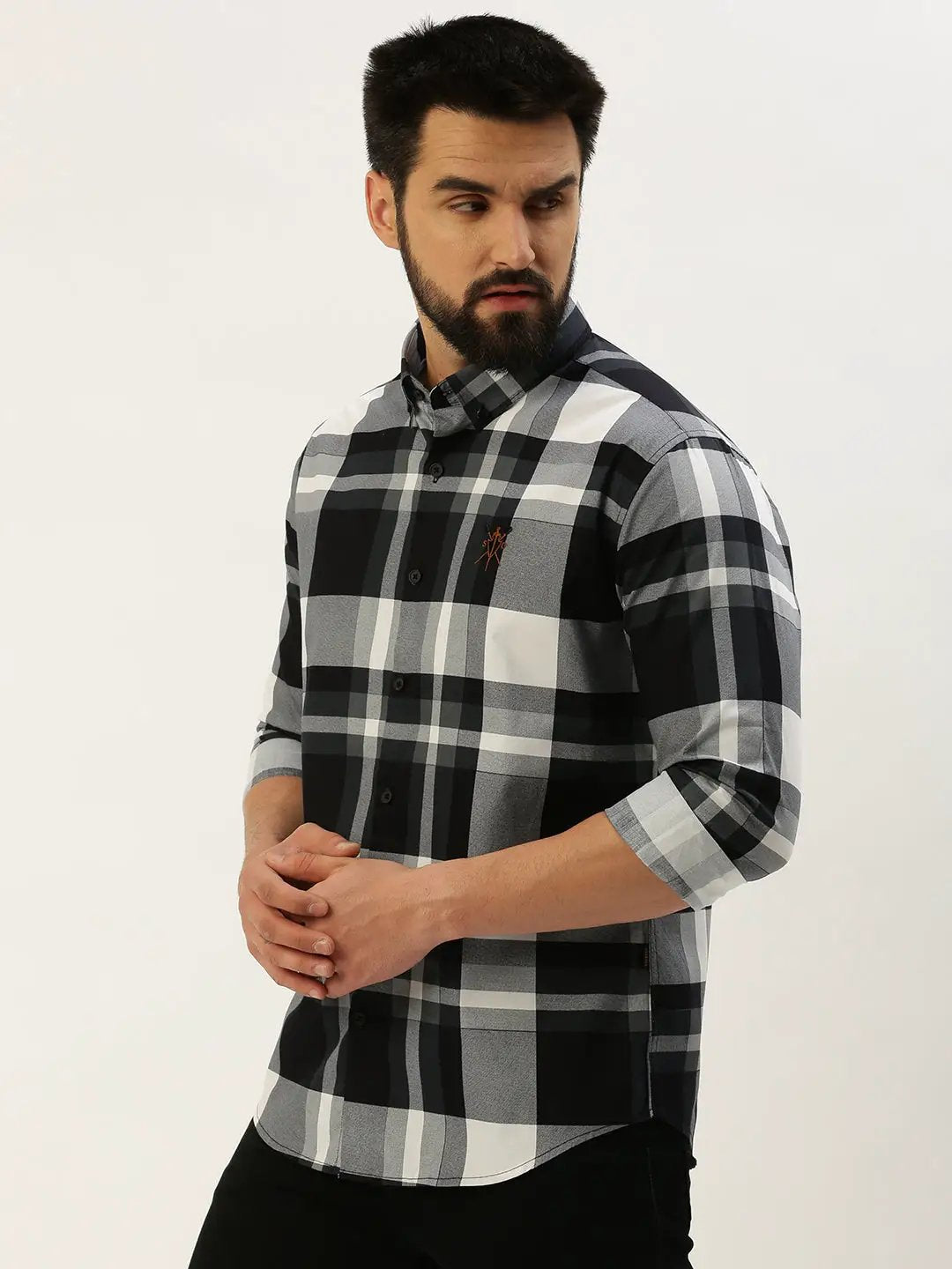 Men's Black Checked Casual Shirt