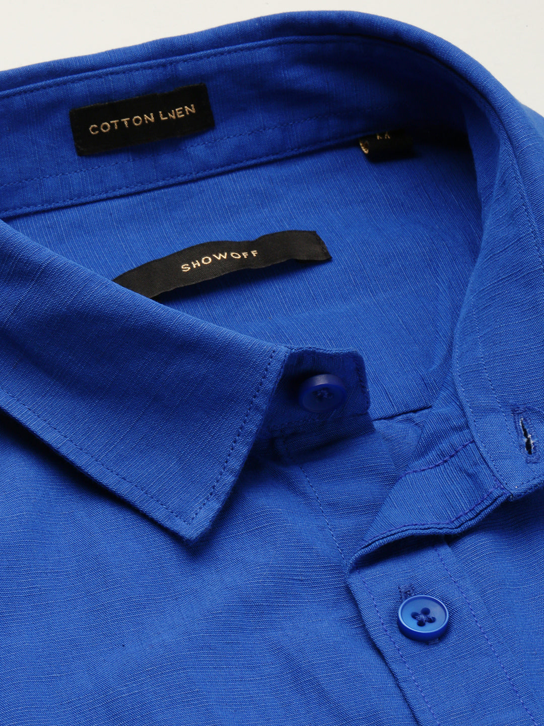 Men Blue Spread Collar Solid Shirt