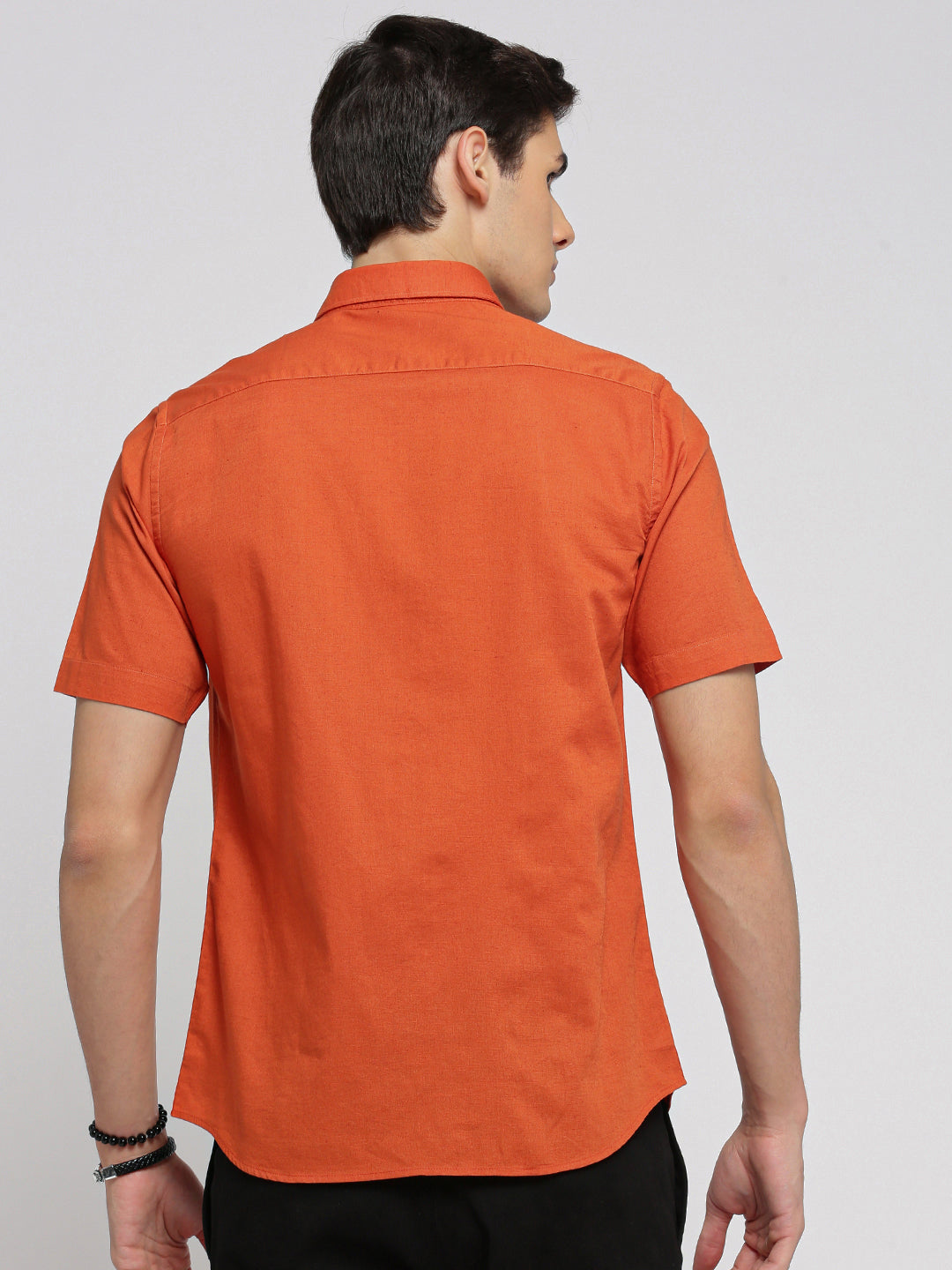 Men Rust Spread Collar Solid Shirt