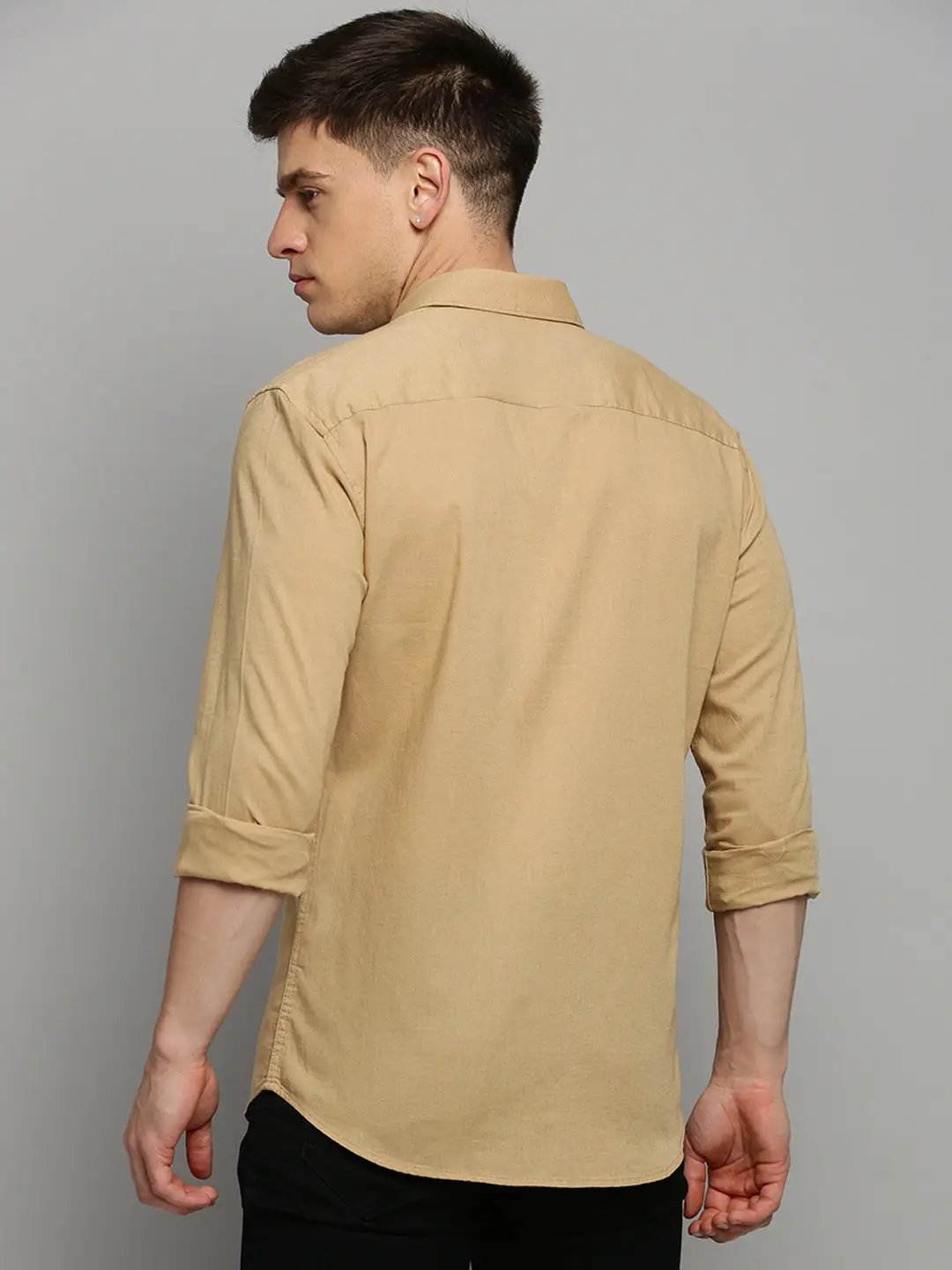 Men's Khaki Solid Formal Shirt