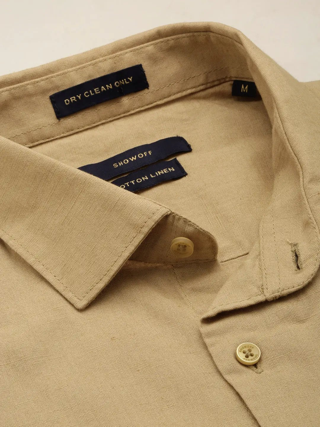 Men's Khaki Solid Formal Shirt