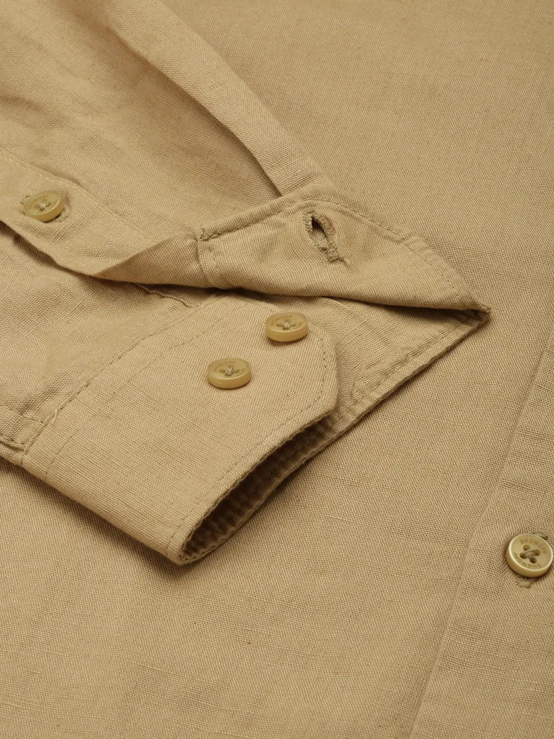 Men's Khaki Solid Formal Shirt