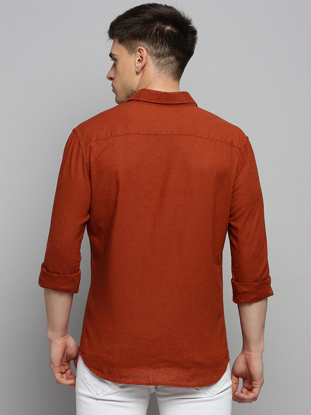 Men Rust Solid Formal Shirt