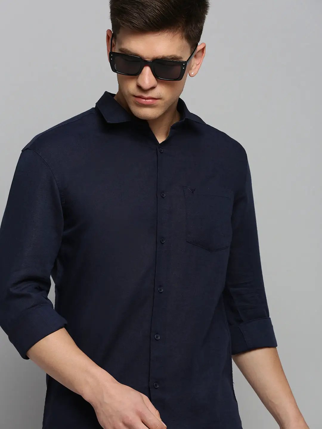 Men's Navy Solid Formal Shirt