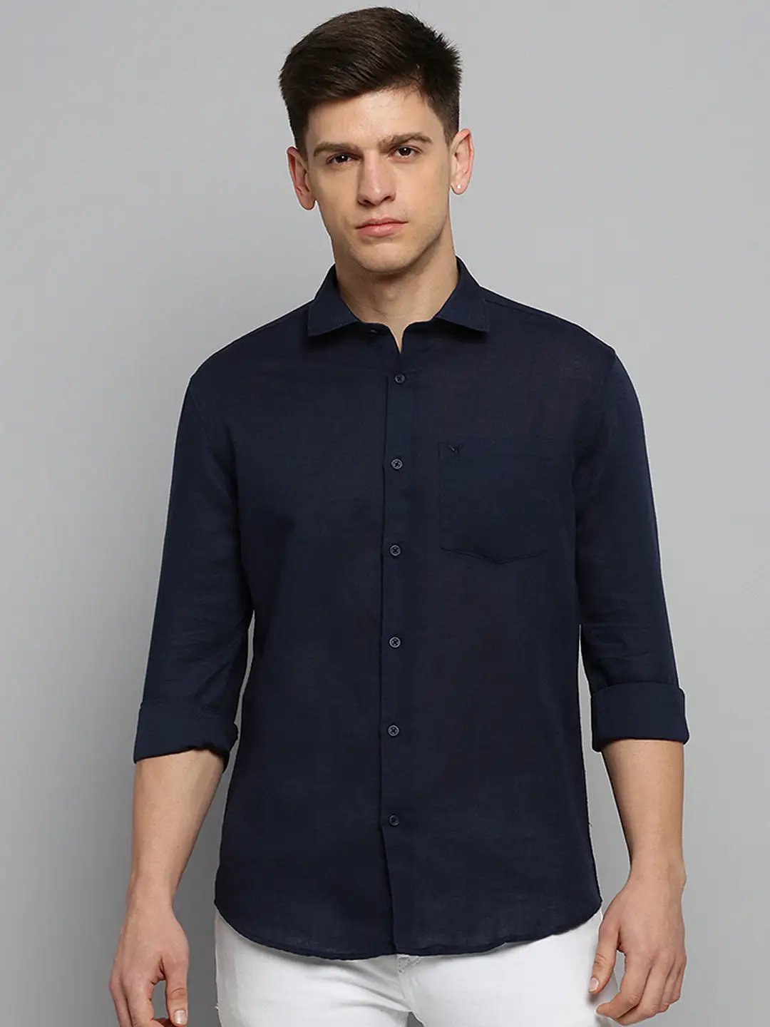 Men's Navy Solid Formal Shirt