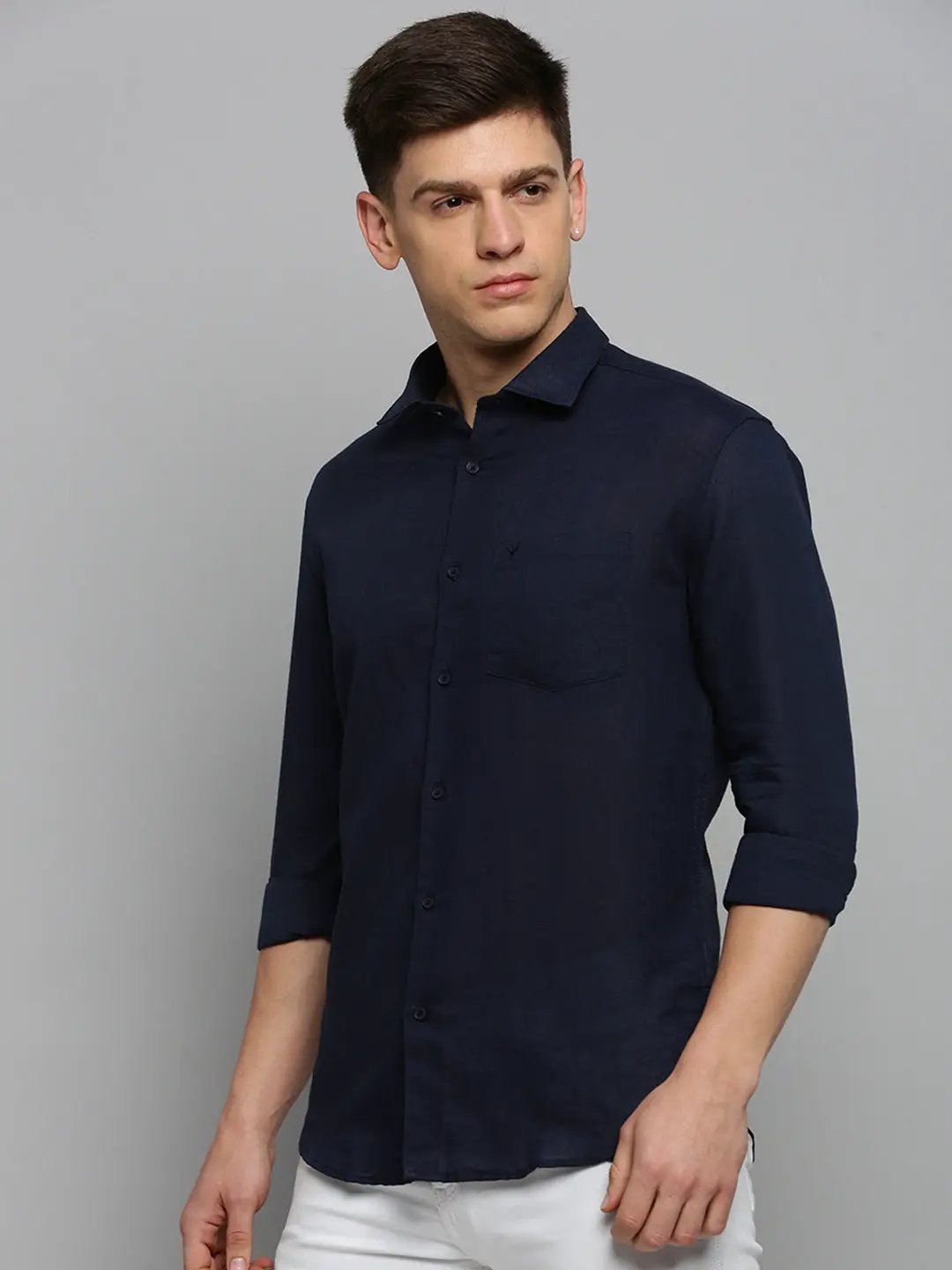 Men's Navy Solid Formal Shirt