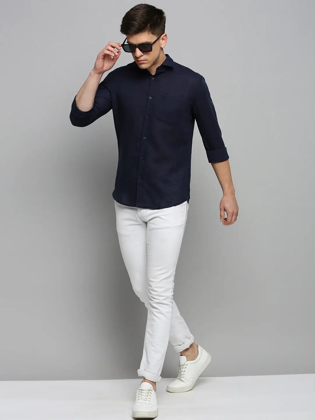 Men's Navy Solid Formal Shirt