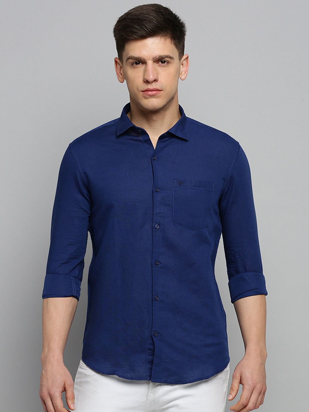 Men Blue Solid Formal Shirt