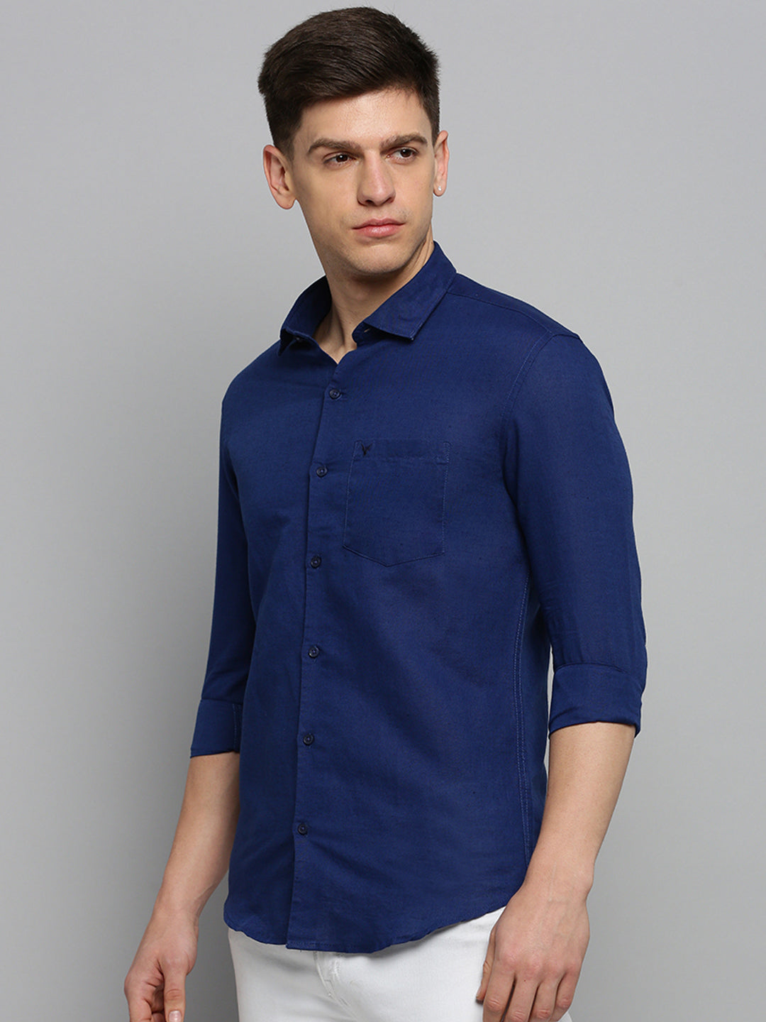 Men Blue Solid Formal Shirt