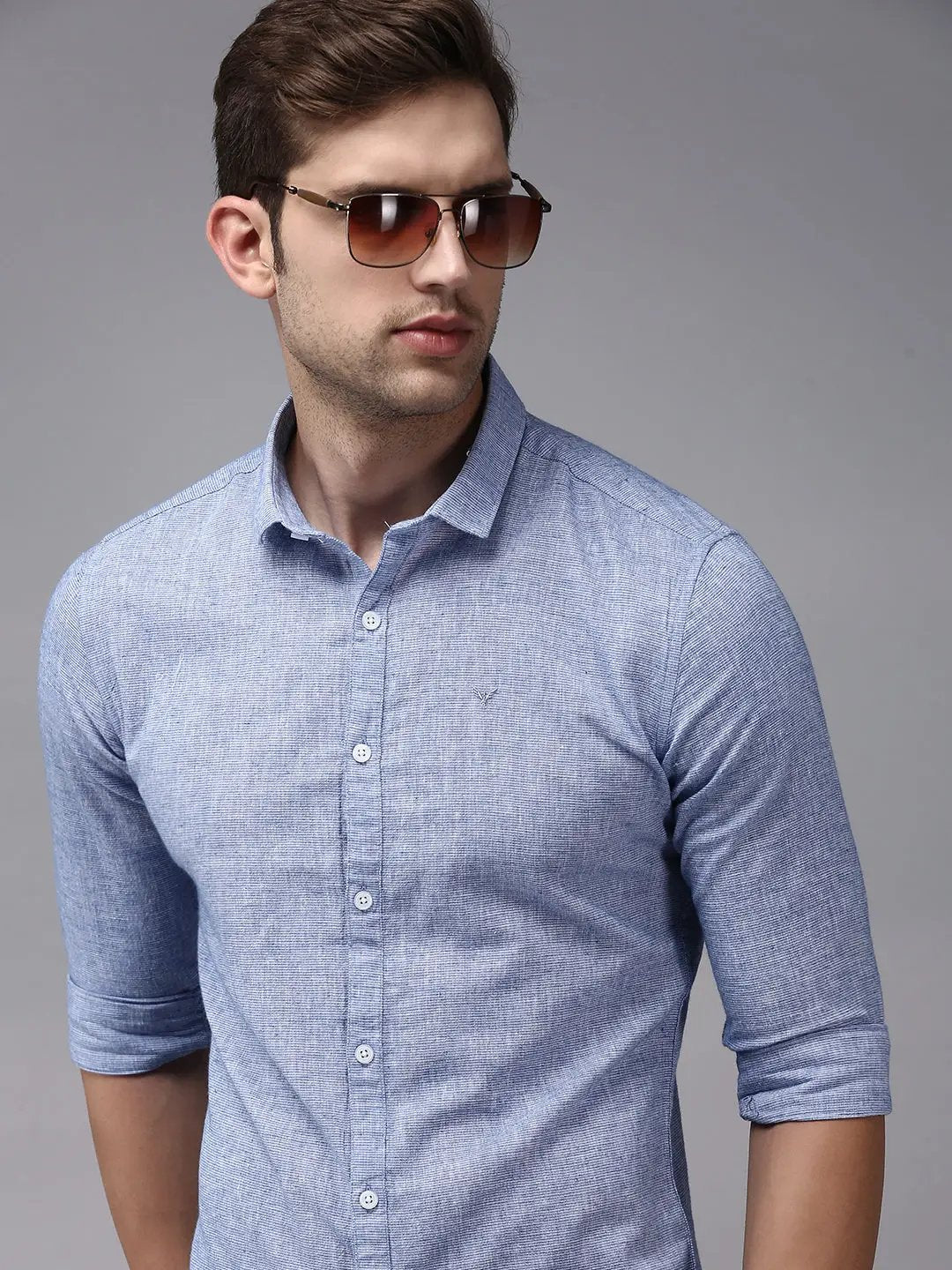 Men's Blue Classic Cotton Casual Shirt