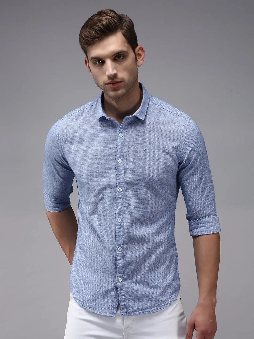 Men's Blue Classic Cotton Casual Shirt