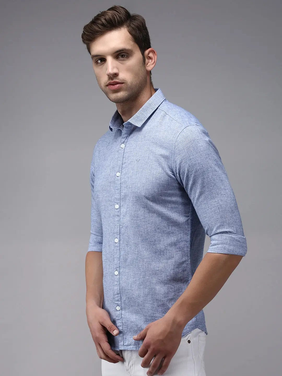 Men's Blue Classic Cotton Casual Shirt