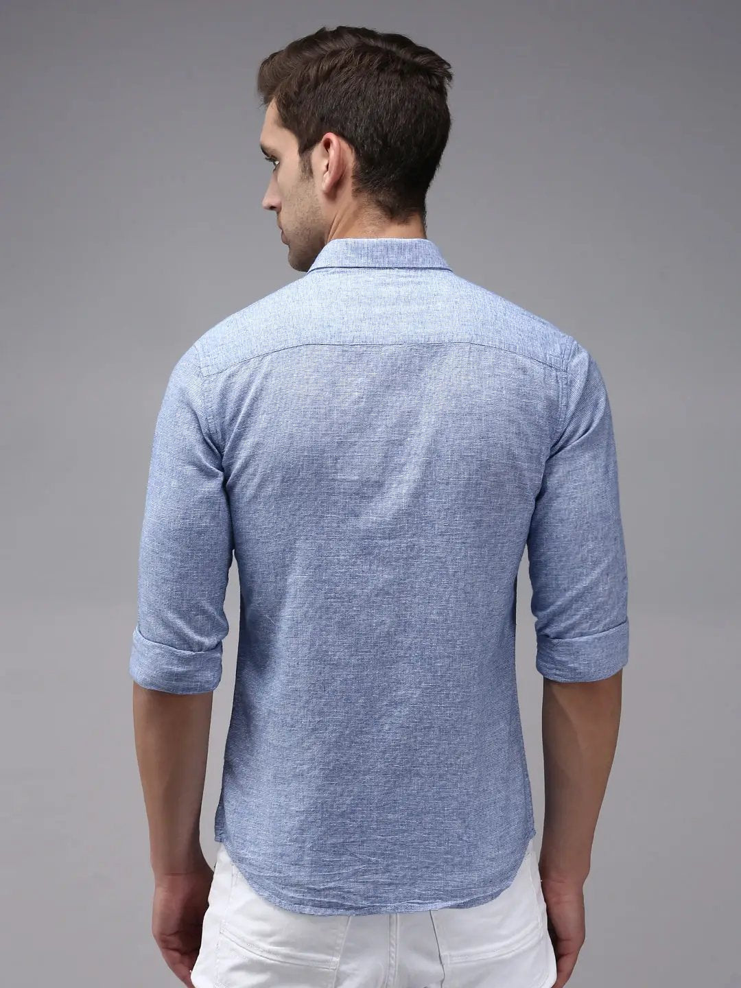 Men's Blue Classic Cotton Casual Shirt
