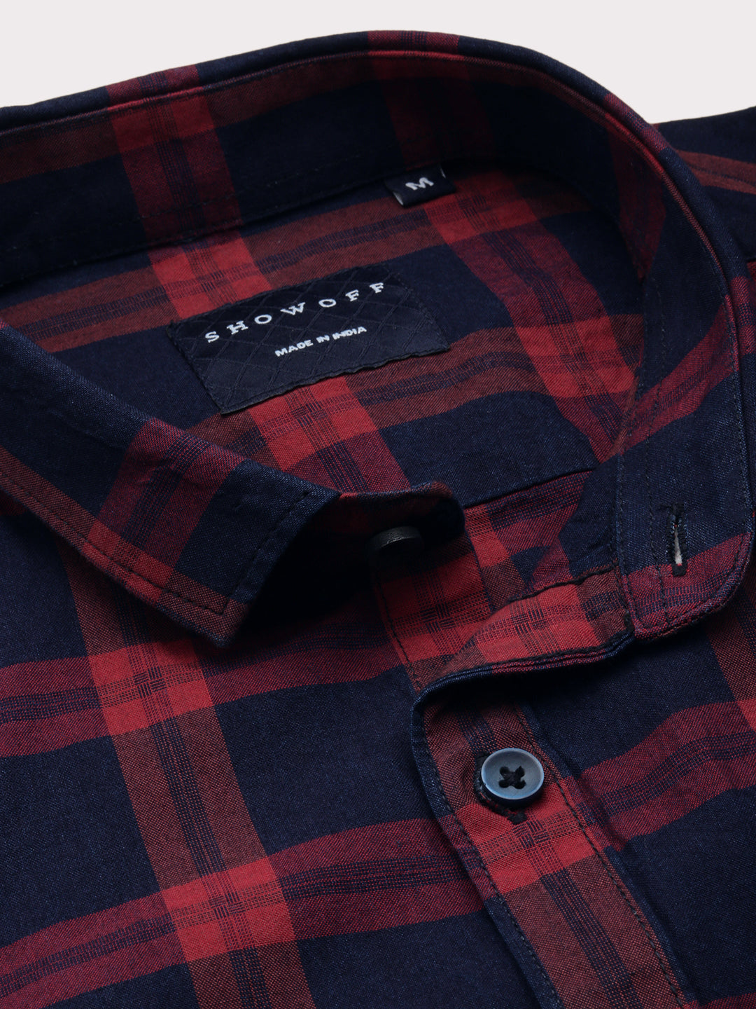 Men Navy Checked Casual Shirt