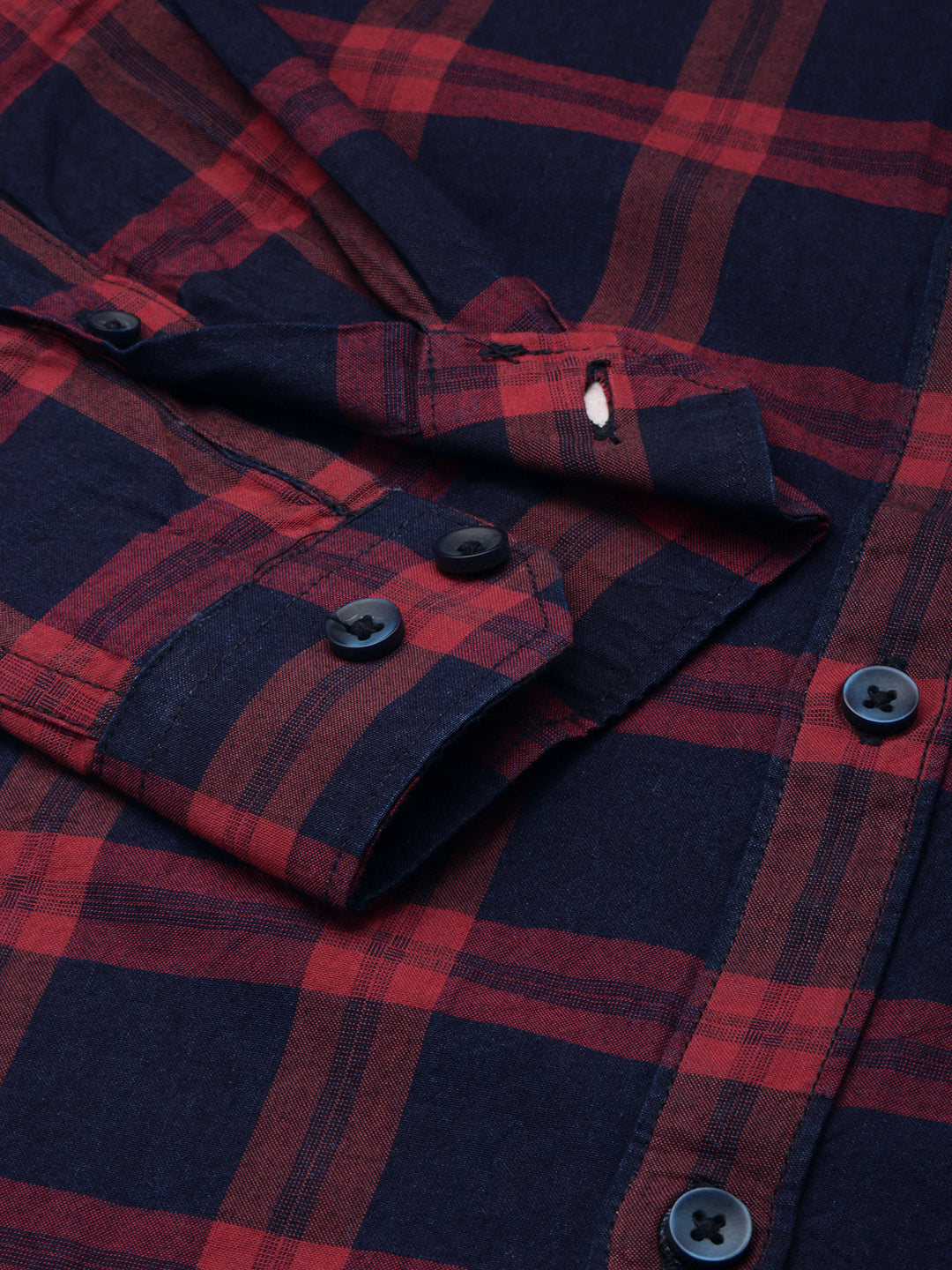 Men Navy Checked Casual Shirt