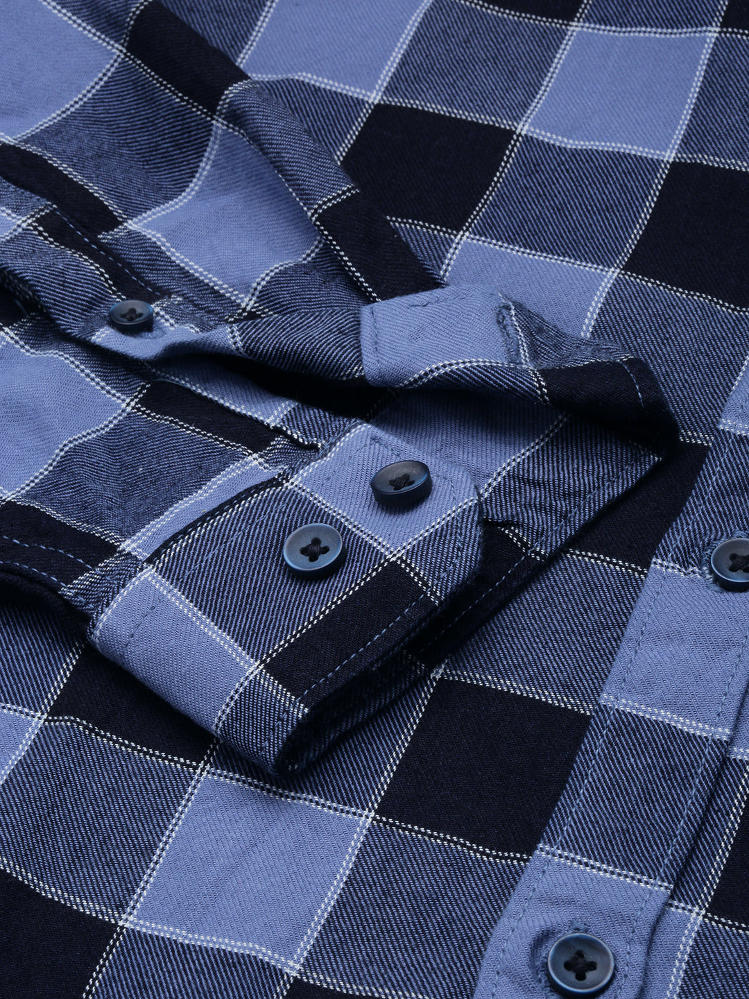 Men Blue Checked Casual Shirt