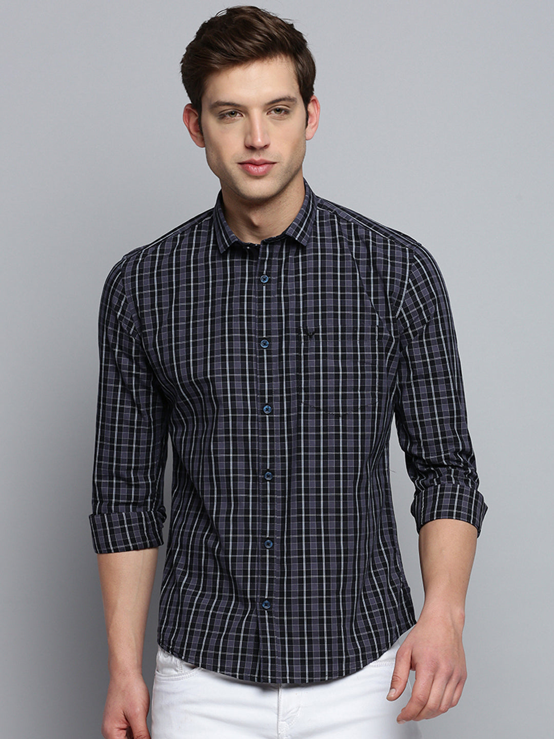 Men Black Checked Casual Shirt