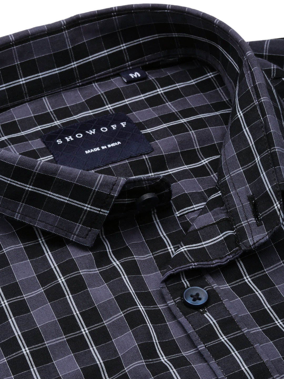 Men Black Checked Casual Shirt