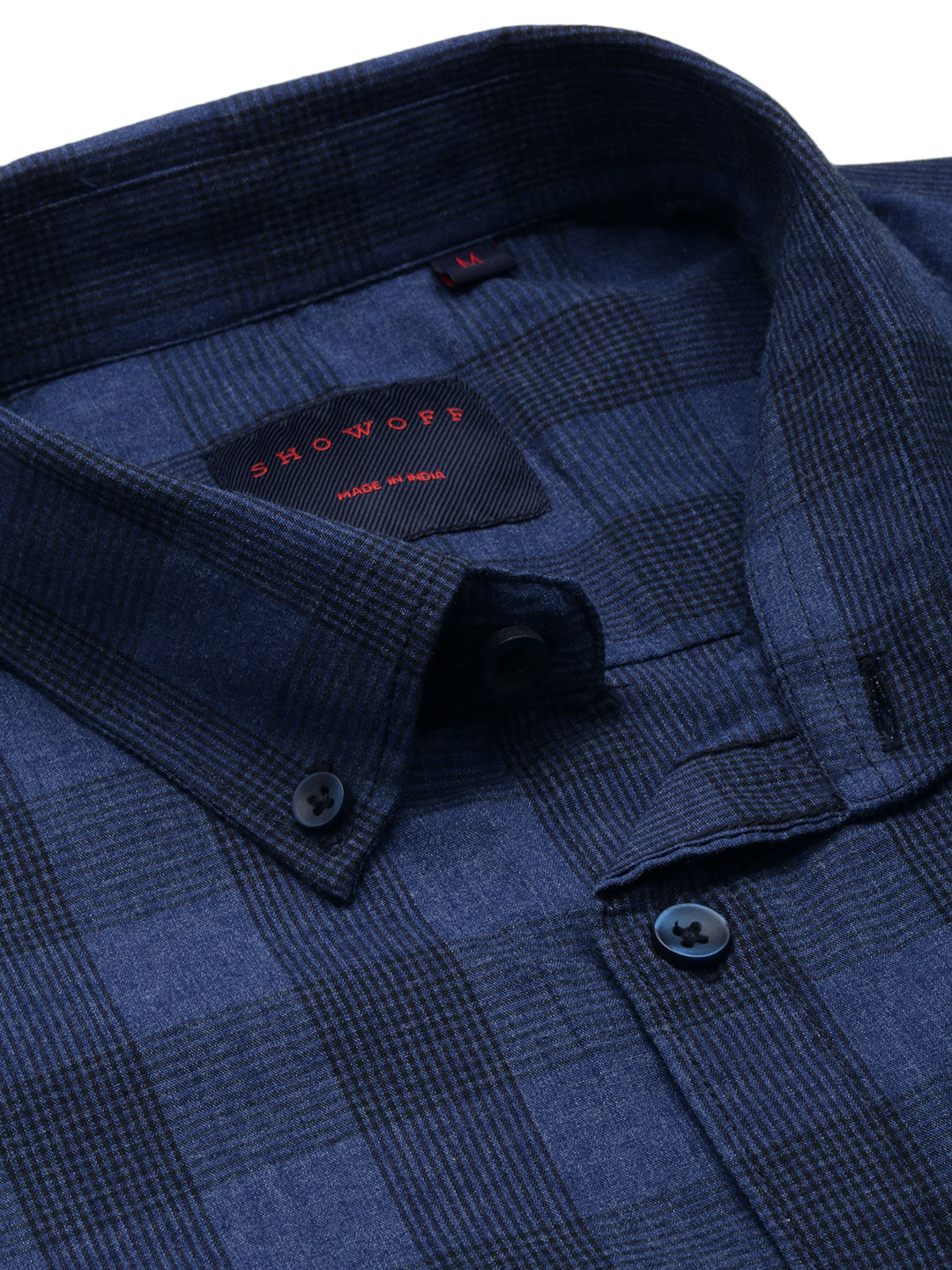 Men Navy Checked Casual Shirt