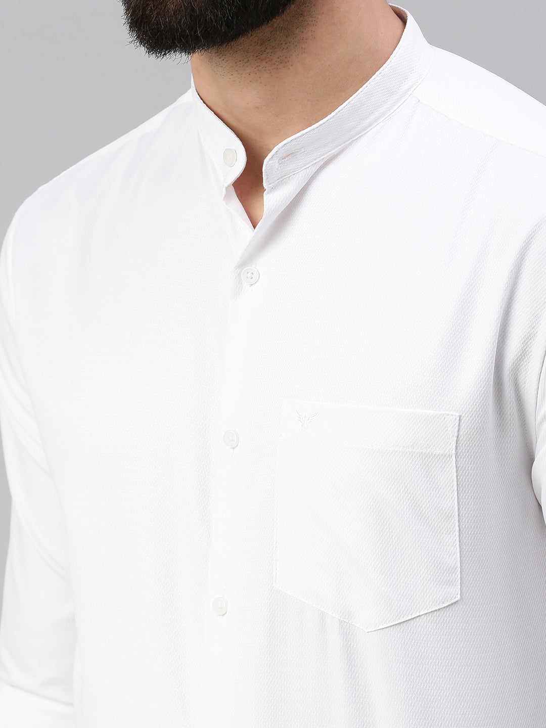 Men White Self Design Casual Shirt