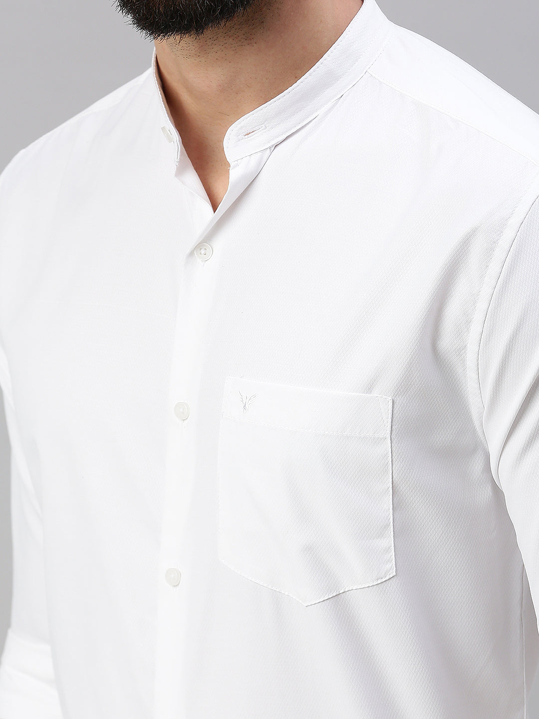 Men White Self Design Casual Shirt