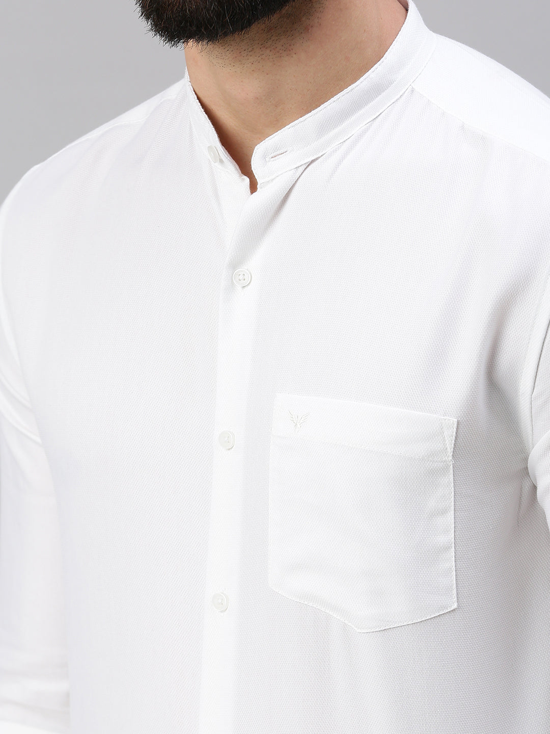 Men White Self Design Casual Shirt