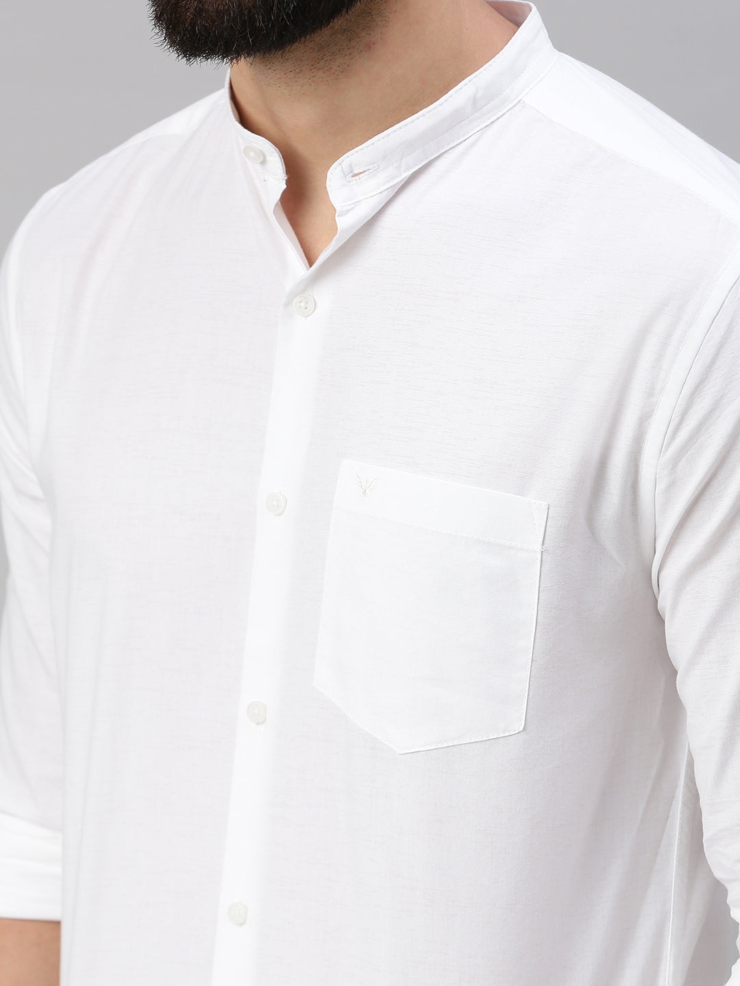 Men White Solid Casual Shirt