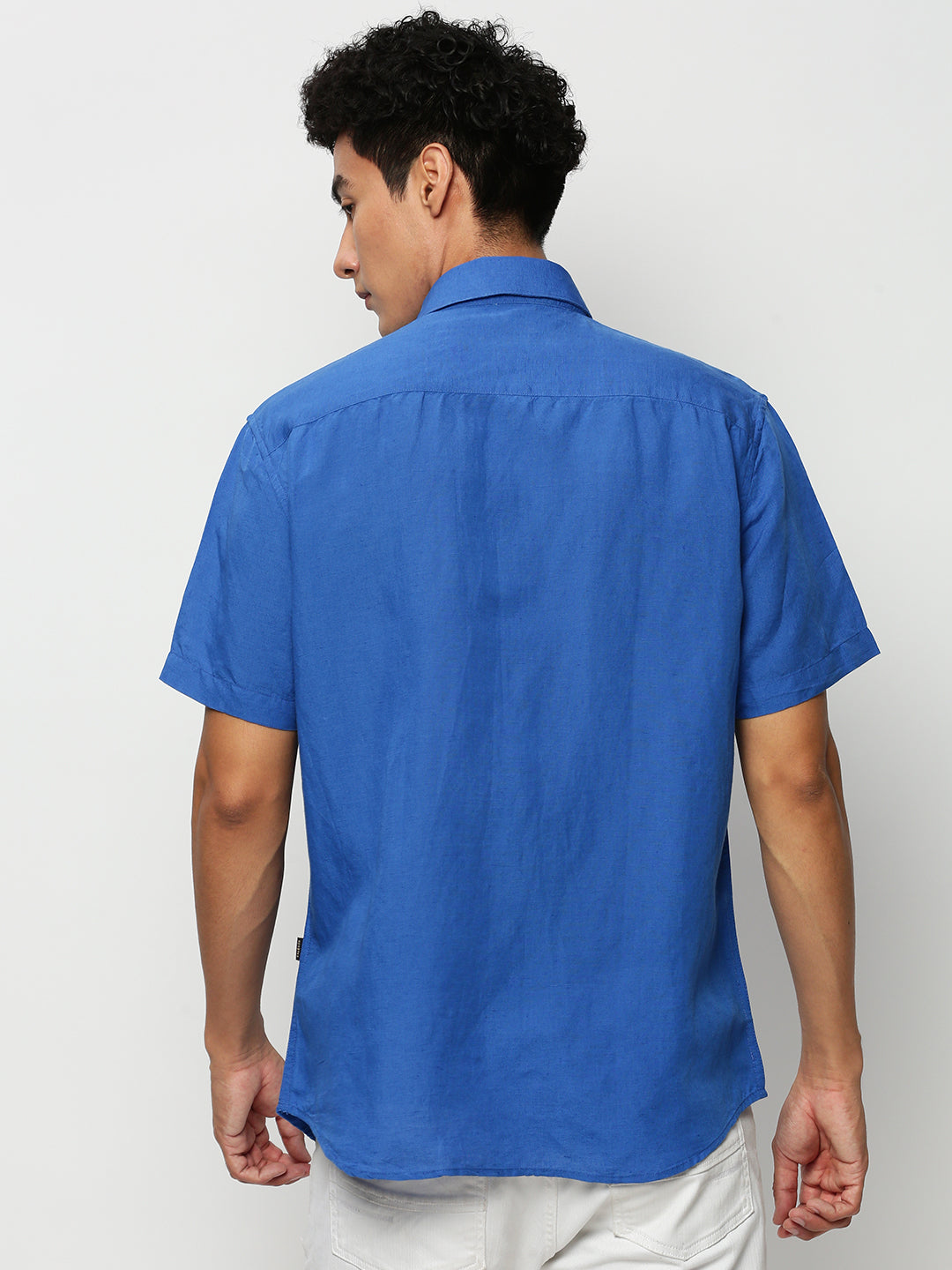 Men Blue Solid Casual Casual Shirts