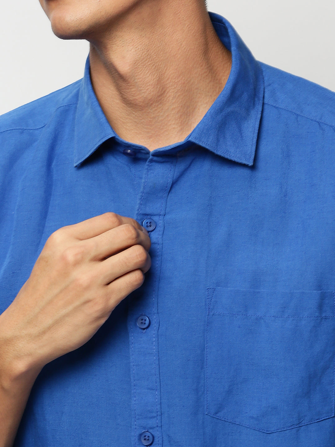 Men Blue Solid Casual Casual Shirts