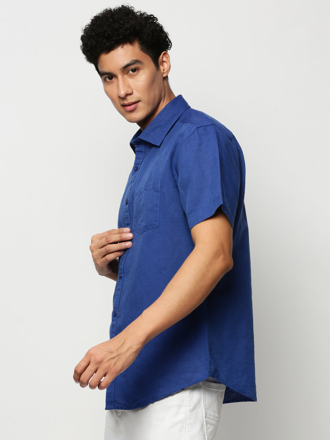 Men Blue Solid Casual Casual Shirts