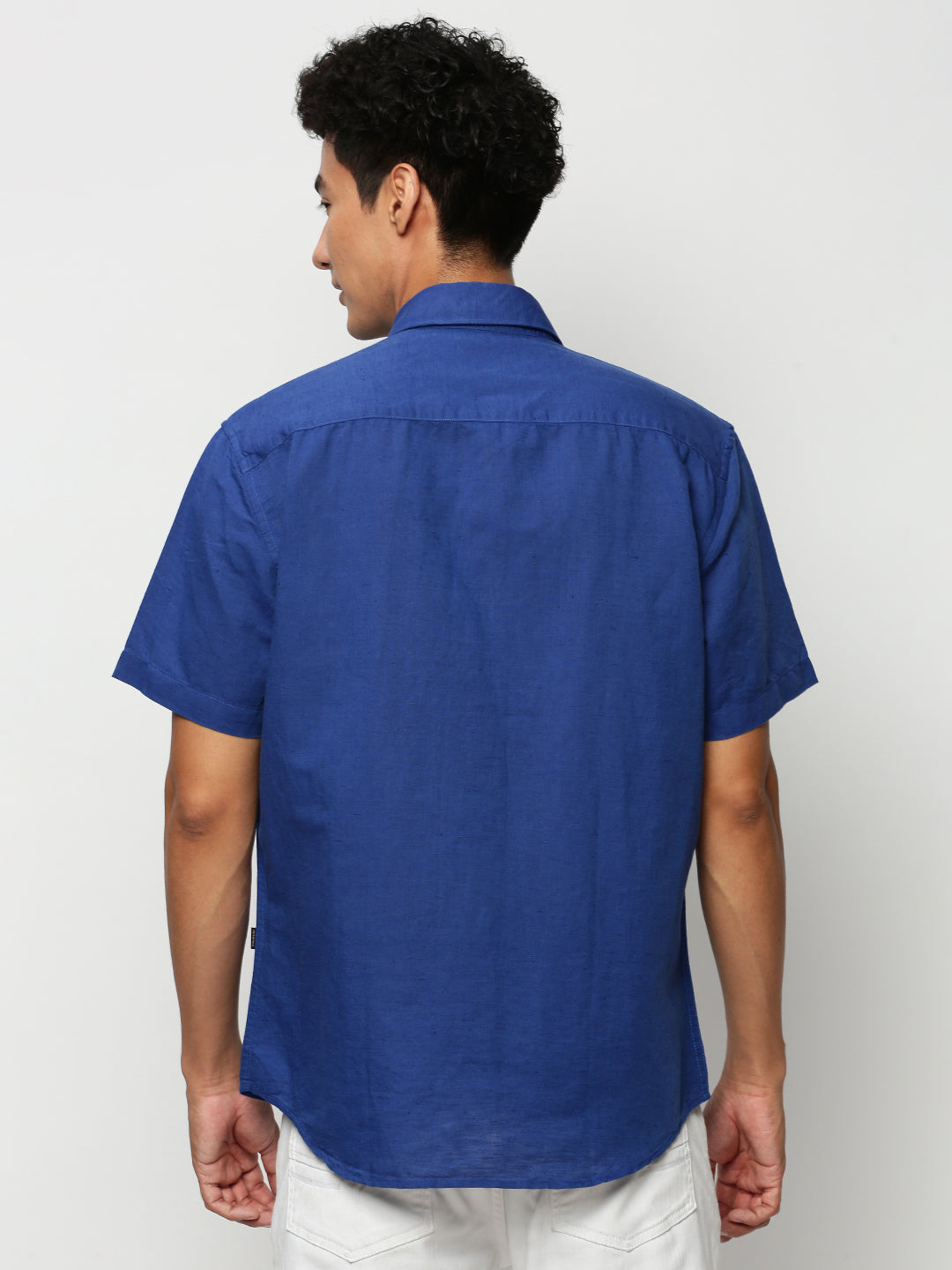 Men Blue Solid Casual Casual Shirts